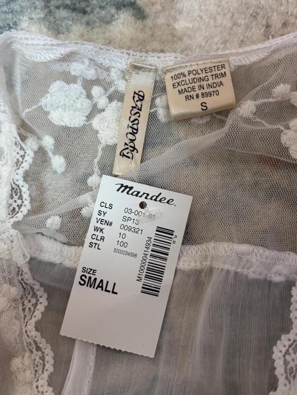 lolita white lace sheer top mandee sz small fairy cottage dolly - Picture 8 of 8